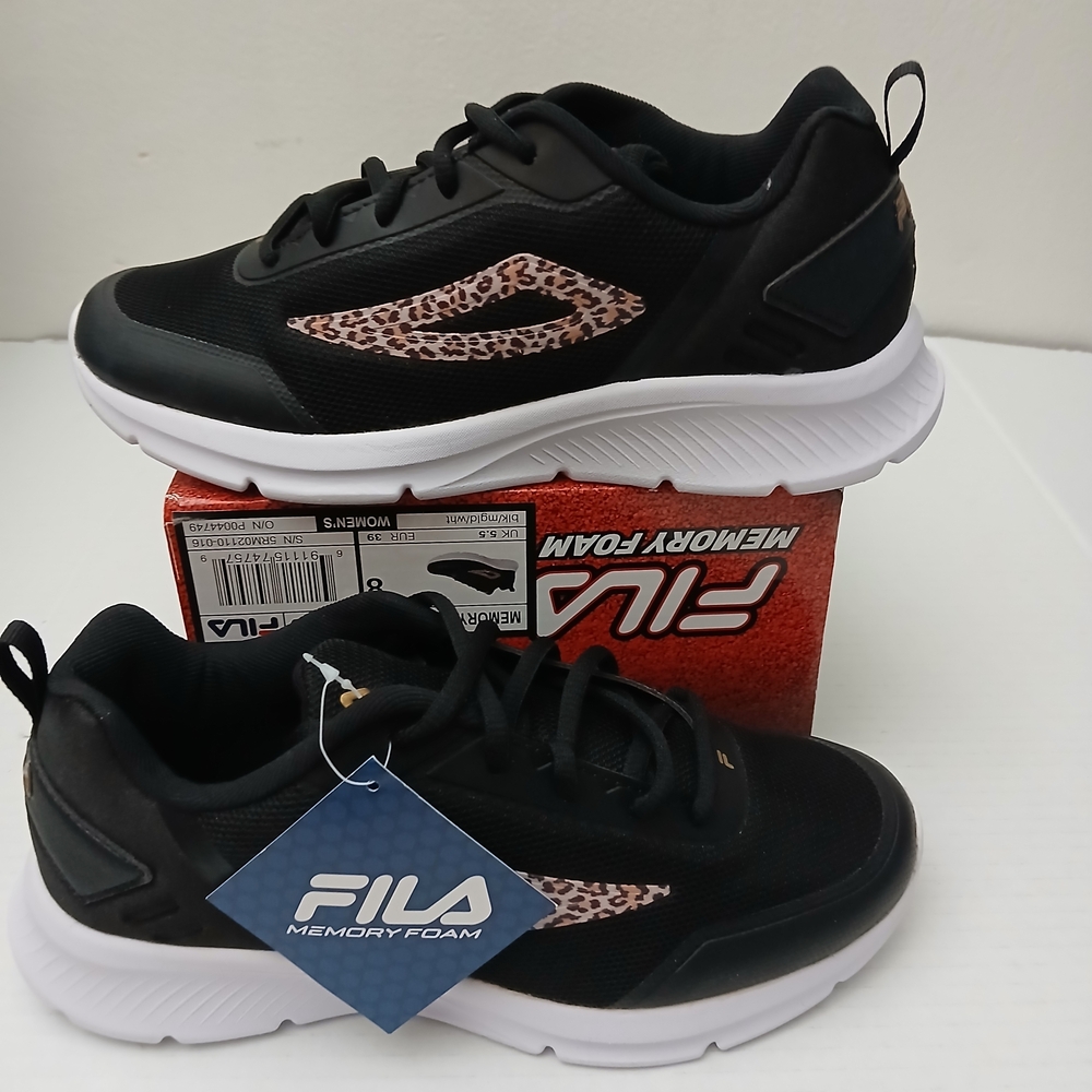 Fila Size 8 Women's Black and Brown Sneakers Memory Foam New $25